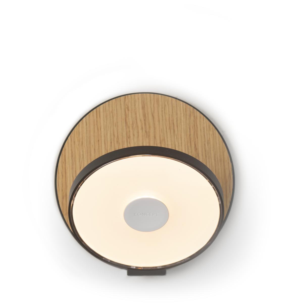 Koncept GRW-S-MBK-WOK-HW Gravy LED 4 inch Metallic Black with White Oak Wall Sconce Wall Light, Hardwire